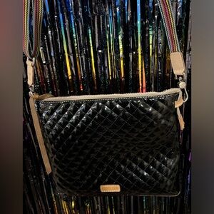 Consuela Black Quilted Crossbody Bag